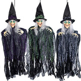 35.3" Halloween Hanging Wicked Witch Decoration (3 Packs), Halloween Hanging Witch Prop Decor for Lawn, Outdoor and Indoor Decorations - Glow-Paradise