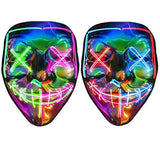 Halloween Purge Mask Light up - CHAOYU 2 Pack LED Mask Scary Face Mask 2 Color Glow Mask with 3 Light Modes Purge Costume for Adults Kids Men Women Masquerade Party(Multicolor Set) - Glow-Paradise