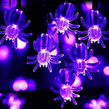 RECESKY 70 LED Spider String Lights - 22.6ft Halloween String Lights, Waterproof Plug in Light for Outdoor, Indoor Decor - Halloween Lighting for Yard, Home, Halloween Party Decorations (Purple) - Glow-Paradise