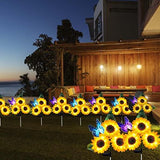 Ostritec 2 Pack Solar Sunflower Butterfly Lights, 6 Heads with 2 Butterflies, Outdoor Flower Garden Stake Lights, Waterproof LED Solar Garden Lights Decor for Grave Patio Yard Pathway Wedding Party - Glow-Paradise