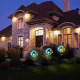 TOMBABY Solar Metal Star Moon Garden Lights -Crackle Glass Globe Outdoor Yard Stake for Lawn, Pathway, Patio or Courtyard - Glow-Paradise