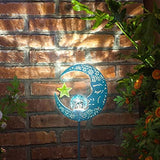 Hapjoy Outdoor Solar Lights Garden Decor for Patio,Lawn or Pathway Moon Decorations Crackle Glass Globe Stake Metal Lights Waterproof Warm LED Garden Gifts (Blue) - Glow-Paradise