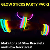 PartySticks Glow Sticks Party Supplies 300pk - 8 Inch Glow in The Dark Light Up Sticks Party Favors, Glow Party Decorations, Neon Party Glow Necklaces and Glow Bracelets with Connectors - Glow-Paradise