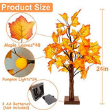 TURNMEON Fall Decor 2 Pack 24''/2FT Lighted Maple Tree Timer Halloween Thanksgiving Decorations Tabletop Fall Tree 48 LEDs Battery Powered Pumpkin Light Autumn Indoor Outdoor Home Decor(Orange Red) - Glow-Paradise