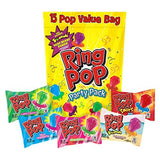 Pack of 15 Count - Ring Pop Individually Wrapped Bulk Variety Party Pack Assorted Flavors - Fun Summer Candy For Party Favors, 4th of July Snacks & Goodie Bags - Glow-Paradise