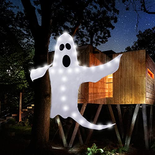CCINEE Peek A Boo Hanging Ghost with White Lights 50