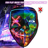 Halloween Purge Mask Light up - CHAOYU 2 Pack LED Mask Scary Face Mask 2 Color Glow Mask with 3 Light Modes Purge Costume for Adults Kids Men Women Masquerade Party(Multicolor Set) - Glow-Paradise