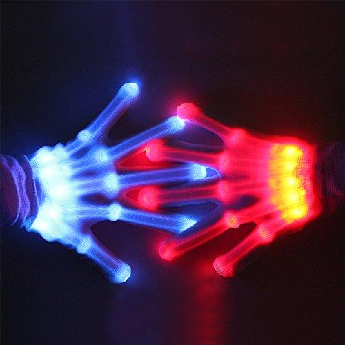 LED Gloves, Theefun Light Up Gloves with 12 Colors and 2 Modes, Flashing Finger Led Gloves for 8-14 Years Old Boys & Girls, Cool Party Favor Toys for Halloween Christmas Birthday, 8 Batteries Included - Glow-Paradise