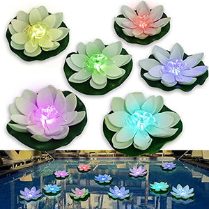LOGUIDE Floating Pool Lights,LED Pond Light Floating Lotus Flower ,Artificial Flower Floating Plant Light For Pool At Night,Battery MultiColor Waterproof,Garden Swimming Pond Christmas Decor 6PCS-Frog - Glow-Paradise