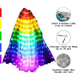 Light Up Wings LED Butterfly Wings Belly Dance Wings with Telescopic Stick for Stage Show Halloween and Christmas Party - Glow-Paradise