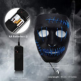 ILEBYGO Halloween Light Up Mask LED Purge Mask Scary Mask with EL Wire 3 Flashing-Modes for Halloween Festival, Party, Cos play (Blue) - Glow-Paradise