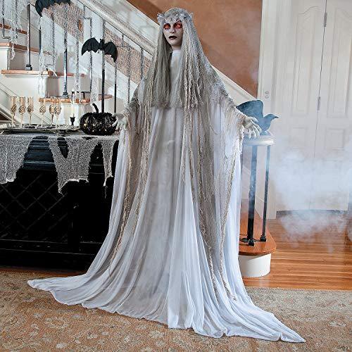Lifesize Haunting Bewitching Beauty Gruesome Standing Ghost Girl Bride With Flashing Red Eyes Spooky Scary Halloween Prop Decor - Glow-Paradise