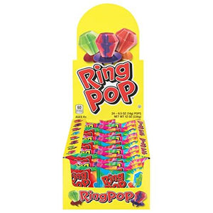 Ring Pop Individually Wrapped Back to School Bulk Lollipop Variety Party Pack – 24 Count Lollipop Suckers w/ Assorted Flavors - Fun Candy/Supplies for School Treats & Care Packages - Glow-Paradise