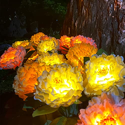 Cmskokm Outdoor Solar Garden Light Yard Decor Garden Garden Decor Solar Flower Lamp Bigger Peony Flower Head Bigger Solar Panel Waterproof Solar Decorative Light for Garden Patio (3 per Box) - Glow-Paradise