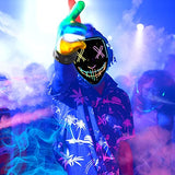 COOFO Led Halloween Mask Light Up Gloves Set,Multicolor Light up Halloween Masks EL Wire Multicolor Glowing Scary LED Halloween Mask for Kids Costume Party - Glow-Paradise
