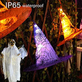 Halloween Lights Witch Hat, 56 LED Battery Operated Purple and Orange Lights with 8 Pack Hanging Lighted Hats and Remote and Timer for Indoor Outdoor Party Haunted Mansion Halloween Decoration - Glow-Paradise