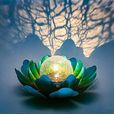 WNP Solar Flower Light Outdoor Decorations,Solar Outdoor Lights Decorative,Waterproof Glass Crackle Solar Powered Ball Decor Light with Metal Petal for Tabletop,Ground,Walkway Yard - Glow-Paradise