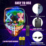 Halloween Purge Mask Light up - CHAOYU LED Scary Face Mask 2 Color Glow Mask with 3 Light Modes Masquerade Costume for Adults Kids Men Women(Orange & Ice Blue) - Glow-Paradise