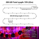 iBaycon Orange and Purple Halloween Lights, Battery Operated 66ft 200 LED Orange+Purple String Lights Waterproof Halloween Lights with 8 Modes & Timer for Halloween Decorations（Orange+Purple） - Glow-Paradise