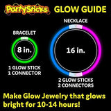 PartySticks Glow Sticks Party Supplies 300pk - 8 Inch Glow in The Dark Light Up Sticks Party Favors, Glow Party Decorations, Neon Party Glow Necklaces and Glow Bracelets with Connectors - Glow-Paradise