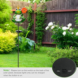 Garden Solar Lights Outdoor Decorations, Waterproof Frog Crackle Glass Globe Metal Garden Stake Lights, Solar Powered Warm White LED Light for Halloween Christmas Pathway Lawn Patio Yard Decor(Flower) - Glow-Paradise