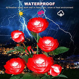 Outdoor Solar Lights Garden Stake Lights 7 Rose Flowers Path Solar Garden Lights Decorative Lights for Patio Yard Pathway Landscape Lighting (Red) - Glow-Paradise
