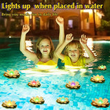 9 Pack Floating Pool Lights Lotus Flower Lantern Artificial Foam LED Lifelike Pool Lights Battery Operated Pool Lantern Pond Decoration Candles Pad (White, Colorful Light, 3.94 Inch, 5.91 Inch) - Glow-Paradise
