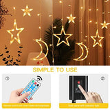 Techip Solar String Lights Outdoor 138LED Solar Powered Curtain Lights Window Lights Solar Star Moon Lights Twinkle LED Fairy Lights for Backyard Garden Patio Home Christmas Holiday Ramadan Decoration - Glow-Paradise