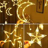 Techip Solar String Lights Outdoor 138LED Solar Powered Curtain Lights Window Lights Solar Star Moon Lights Twinkle LED Fairy Lights for Backyard Garden Patio Home Christmas Holiday Ramadan Decoration - Glow-Paradise