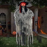 [ Sound Activated & Large ] 70 Inch Halloween Hanging Animated Talking Pirate Ghost Decoration Light up Eyes Shake Life Size Skull Skeleton Halloween Decor Outdoor Haunted House Prop Yard Party - Glow-Paradise