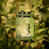 VOOKRY Solar Fairy Lantern Outdoor Fairy Decor Green Frosted Glass Hanging Jar Solar Garden Lights Fairy Decorations 20 LEDs Warm White Waterproof for Yard, Path, Christmas, Party, Birthday, Gifts - Glow-Paradise
