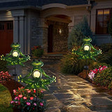 YJFWAL 2 Pack Frog Solar Lights Outdoor Frog Garden Decorations with Solar Lights Metal Frog Solar Stake Lights Waterproof Solar Powered Light for Patio, Backyard, Pathway Decor Halloween Decor - Glow-Paradise