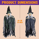 35.3" Halloween Hanging Wicked Witch Decoration (3 Packs), Halloween Hanging Witch Prop Decor for Lawn, Outdoor and Indoor Decorations - Glow-Paradise