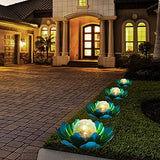 WNP Solar Flower Light Outdoor Decorations,Solar Outdoor Lights Decorative,Waterproof Glass Crackle Solar Powered Ball Decor Light with Metal Petal for Tabletop,Ground,Walkway Yard - Glow-Paradise