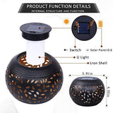 Solar Table Lantern Outdoor Waterproof- Dancing Flickering Flame Solar Powered LED Light，Black Metal Desktop Decorative Lamp Auto On/Off Lighting Dusk to Dawn for Indoor Desk Patio Garden Pathway Yard - Glow-Paradise