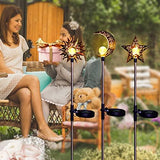 Tryme Solar Lights Outdoor Garden Decorations Sun Moon Star Stake Light Decorative Waterproof Warm White LED Yard Decor for Pathway Lawn Patio Courtyard Backyard - Glow-Paradise