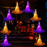 Halloween Lights Witch Hat, 56 LED Battery Operated Purple and Orange Lights with 8 Pack Hanging Lighted Hats and Remote and Timer for Indoor Outdoor Party Haunted Mansion Halloween Decoration - Glow-Paradise