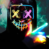 COOFO Led Halloween Mask Light Up Gloves Set,Multicolor Light up Halloween Masks EL Wire Multicolor Glowing Scary LED Halloween Mask for Kids Costume Party - Glow-Paradise