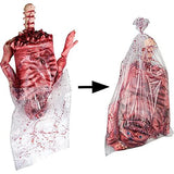 Halloween Bloody Half Body, 37" Latex Skinned Half Body Hanging Corpse Torso in a Bag for Haunted House Halloween Party Indoor Outdoor Decoration - Glow-Paradise