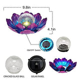 WNP Purple Solar Flower Light Outdoor Decorations,Solar Garden Lights Outdoor Decor,Waterproof Decorative Solar Powered Glass Ball Light with Metal Petal for Yard,Tabletop,Patio,Walkway - Glow-Paradise