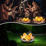 Huaxu Solar Powered Garden Lights , Outdoor Decorative Lotus Light , Art Cracked Glass Ball Metal Waterproof Solar Garden Light for Pathway, Lawn, Patio, Yard - Glow-Paradise