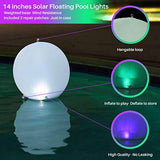 HAPIKAY Solar Floating Pool Lights - 14 Inch Inflatable and Waterproof LED Color Changing Light Orbs- Floats or Hang in Pool, Garden, Backyard, Patio, Party (1, English) - Glow-Paradise