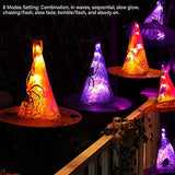 Halloween Lights Witch Hat, 56 LED Battery Operated Purple and Orange Lights with 8 Pack Hanging Lighted Hats and Remote and Timer for Indoor Outdoor Party Haunted Mansion Halloween Decoration - Glow-Paradise