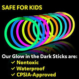 PartySticks Glow Sticks Party Supplies 200pk - 8 Inch Glow in the Dark Light Up Sticks Party Favors, Glow Party Decorations, Neon Party Glow Necklaces and Glow Bracelets with Connectors - Glow-Paradise