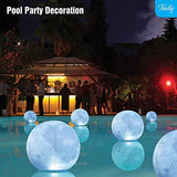 TIALLY Full Moon Floating Pool Lights Solar Powered - 14" Pool Lights That Float, Inflatable Waterproof Led Light Balls, Swimming Pool Accessories for Inground Pools, Party Decor for Outdoor (4 Pack) - Glow-Paradise