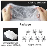 1000 Sqft Halloween Spider Web Decorations With 100 Fake Spiders Spooky Spider Webbing Halloween Decorations Indoor Outdoor Party Yard Decor Supplies For Bar Haunted House - Glow-Paradise