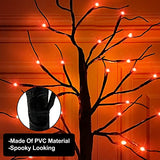2 Pack 24 Inch Orange Lighted Halloween Birches Tree Decor with Timer Total 48 LED Battery Operated Tabletop Artificial Black Spooky Tree Halloween Decorations for Indoor Home Holiday Party - Glow-Paradise