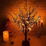 [ Timer ] 24”/ 2FT Prelit Halloween Trees Decorations with Timer 24 Orange LED 25 Pumpkin Battery Powered Halloween Black Spooky Tabletop Tree Scary Ornament Halloween Decoration Indoor Home Party - Glow-Paradise