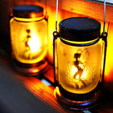 ANGMLN Solar Flame Halloween Lanterns Outdoor Waterproof, 2 Pack Garden Hanging Halloween Fairy Lantern Solar Lights Decor with Flickering Flames for Patio Yard Clearance Halloween Outdoor Decorations - Glow-Paradise