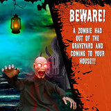 Animated Halloween Decorations Outdoor Halloween Props Scary Groundbreaker Zombie with LED Eyes, Swing Body and Creepy Sound, Perfect for Halloween Lawn Graveyard Haunted House Outdoor Zombie Decors - Glow-Paradise